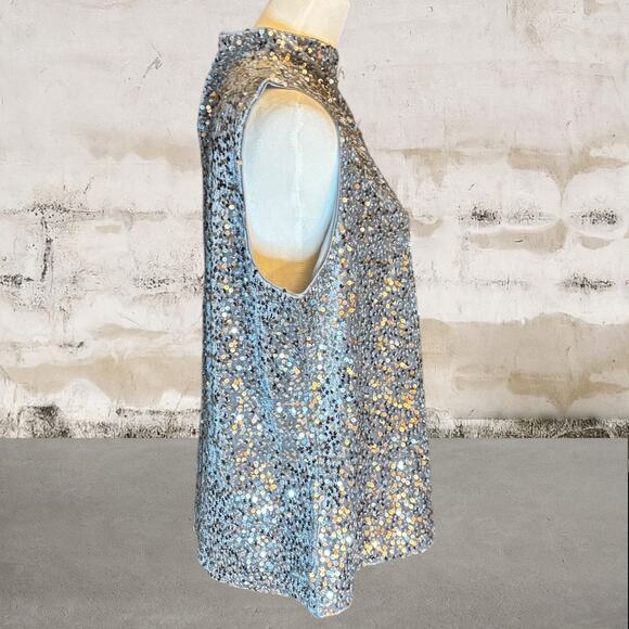 Ann Taylor Sequin Sleeveless Mock Neck Top Size XL - Picture 4 of 7